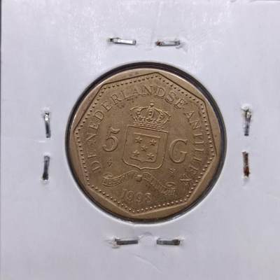 【淘币小摊】限时拍第六百九十七拍  纸夹币苏联纪念币场 满百包邮可预留两周  周一统一发货  - 荷属安德烈斯1998年5盾铜币
