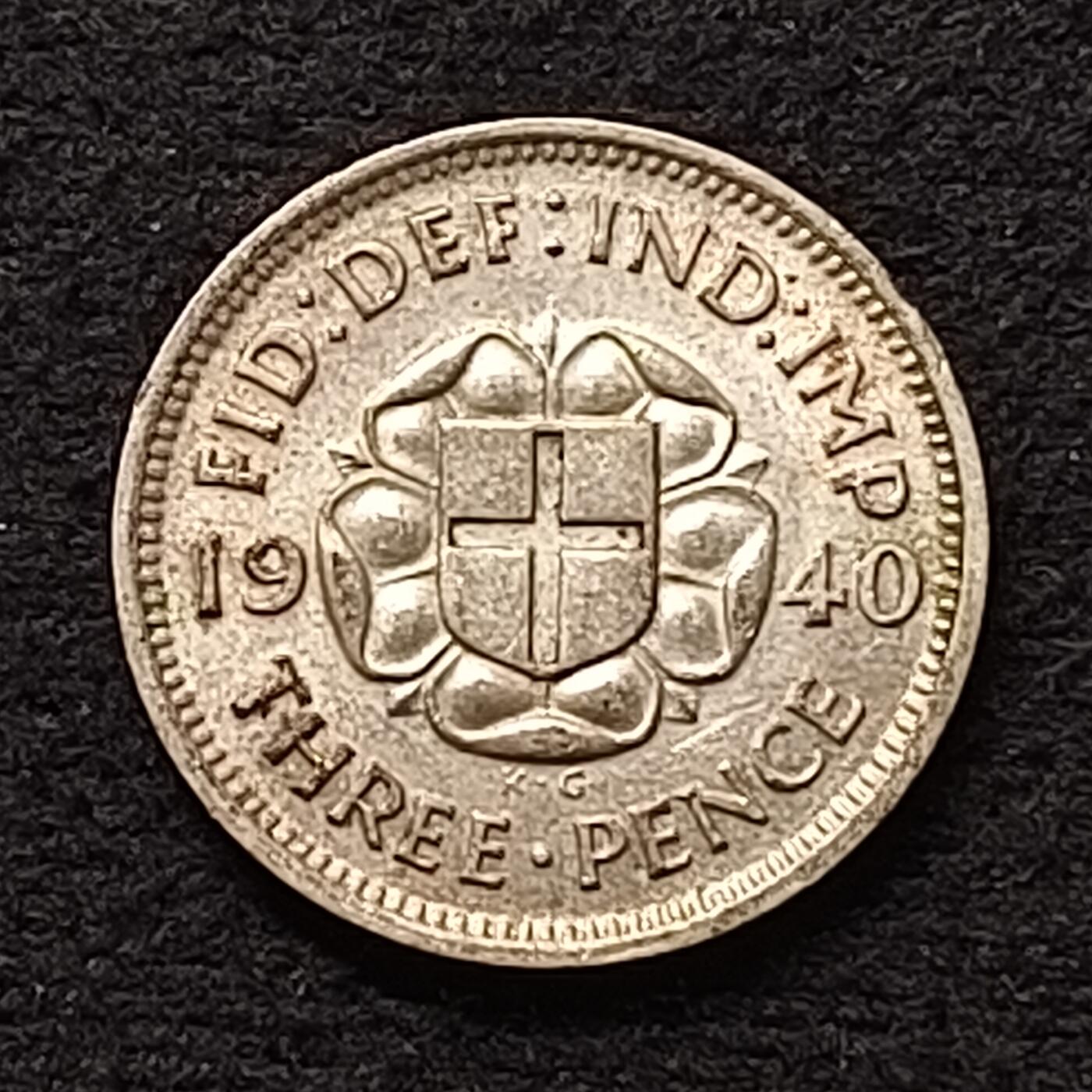 【全场包邮】纯粹捡漏拍447场 英国1940年乔治六世3便士银币