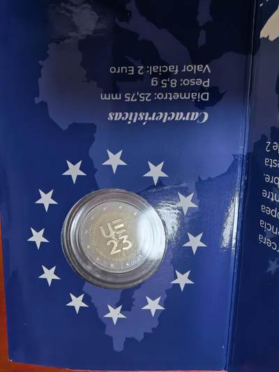 长老汇蛇年精选第三十场拍卖 2023西班牙欧洲主席2欧元双金属精制币，卡装，5000枚