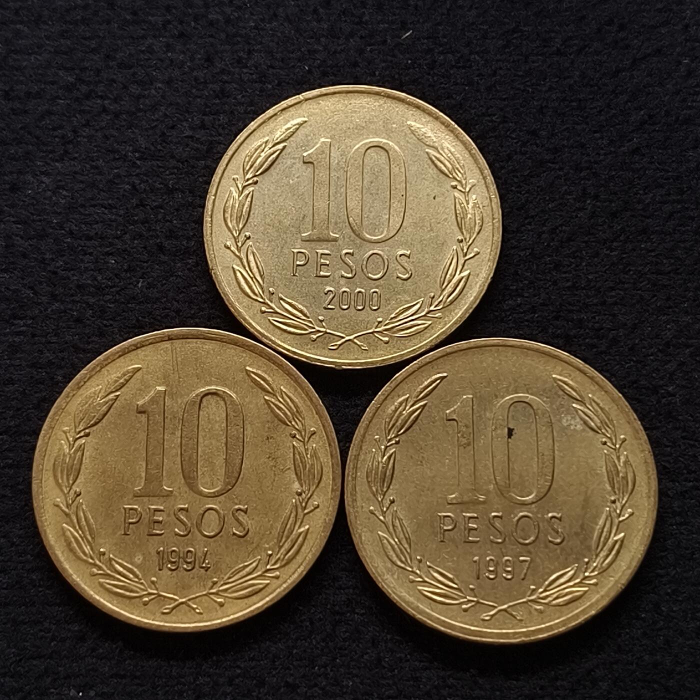 【全场包邮】纯粹捡漏拍447场 智利各年份好品国父贝尔纳多·奥希金斯10比索3枚一组