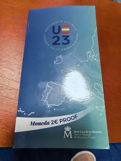 长老汇蛇年精选第三十场拍卖 2023西班牙欧洲主席2欧元双金属精制币，卡装，5000枚