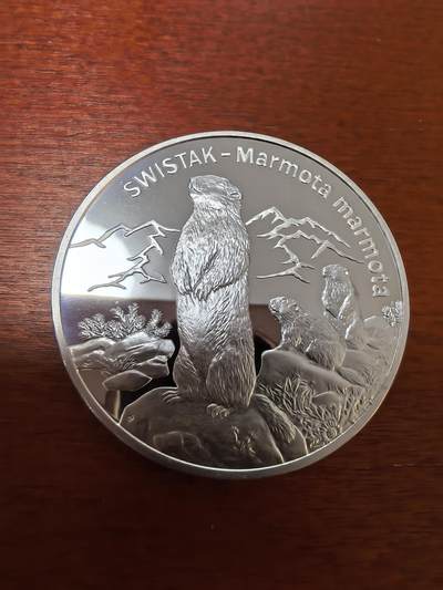 长老汇蛇年精选第三十场拍卖 2006波兰阿尔卑斯土拨鼠20兹罗提精制银币，28.84克925银