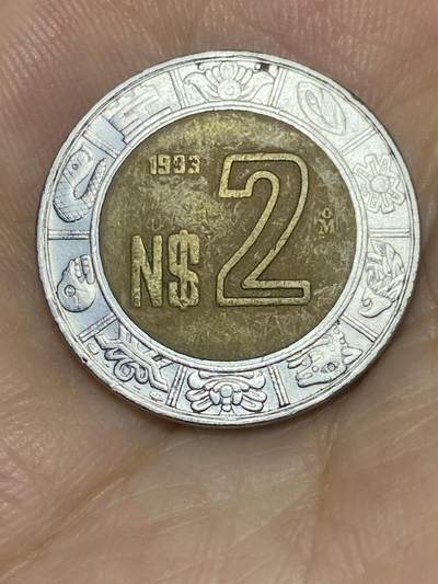2025年第七十三场(总第九十九场）外国好品散币(免佣金) - 墨西哥🇲🇽1993年2比索(早期版本，货币符号前带N)
