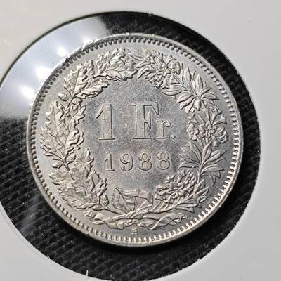 KK钱币收藏小铺 第315期 2月预留时间 周末发货 - 1988瑞士1法郎 