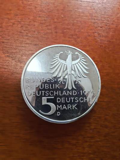 长老汇蛇年精选第三十场拍卖 1974西德康德诞辰250周年5马克精制银币，11.2克625银（2）