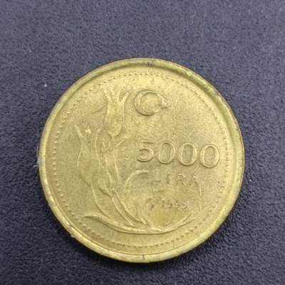 【淘币小摊】限时拍第六百九十七拍  纸夹币苏联纪念币场 满百包邮可预留两周  周一统一发货  - 土耳其1995年5000里拉铜币