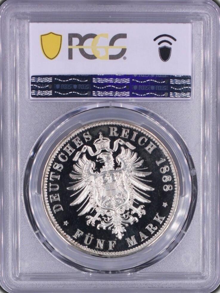 PCGS-PR66CAM 1888-A 普鲁士5马克精制银币