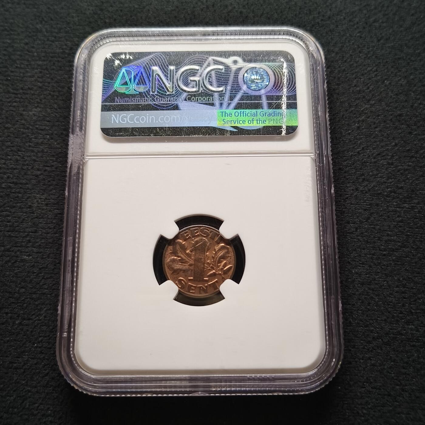 【全场包邮】纯粹捡漏拍448场 爱沙尼亚1929年独年版1桑提铜币-NGC MS61 BN