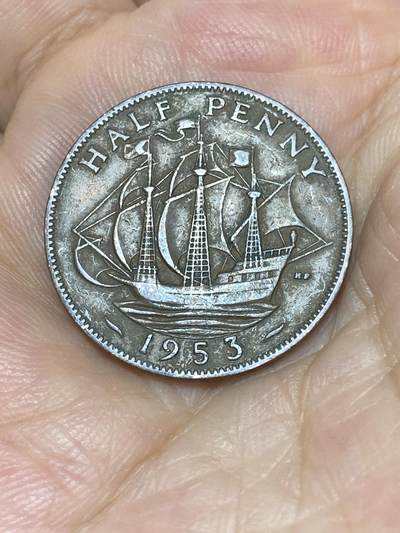 2025年第七十四场(总第一百场）外国好品散币(免佣金) - 英国🇬🇧1953单年份半便士(伊丽莎白二世加冕年，第一版)