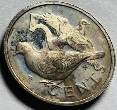 文馨钱币收藏第 263 场，优选精品银币，老铜币场，因寄存快到期太多，本场拍品不预留，中拍不满包邮请付邮费，请勿后台私信讨价还价，接受不了邮费的不要拍 - 1973 年英属维尔京群岛 5 分精制币