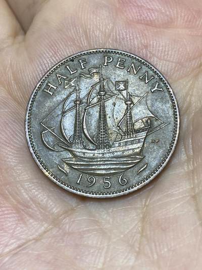2025年第七十四场(总第一百场）外国好品散币(免佣金) - 英国🇬🇧1956年半便士(伊丽莎白二世青年桂冠第二版)