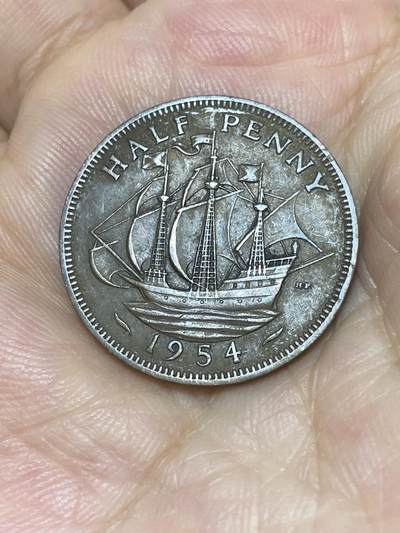 2025年第七十四场(总第一百场）外国好品散币(免佣金) - 较少年份–英国🇬🇧1954年半便士(伊丽莎白二世青年桂冠，第二版首发年)