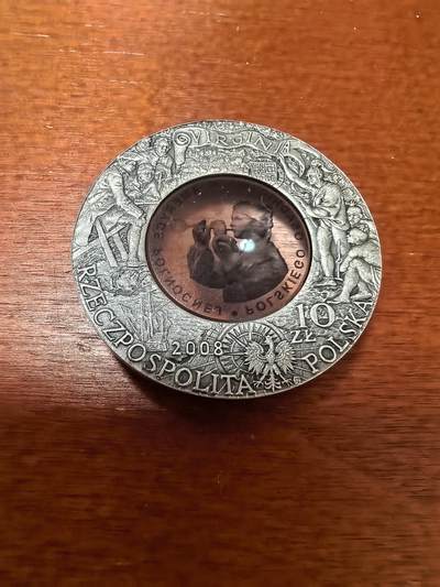 长老汇蛇年精选第三十场拍卖 2008 波兰在北美定居400周年10兹罗提镶嵌精制银币，14.14克925银