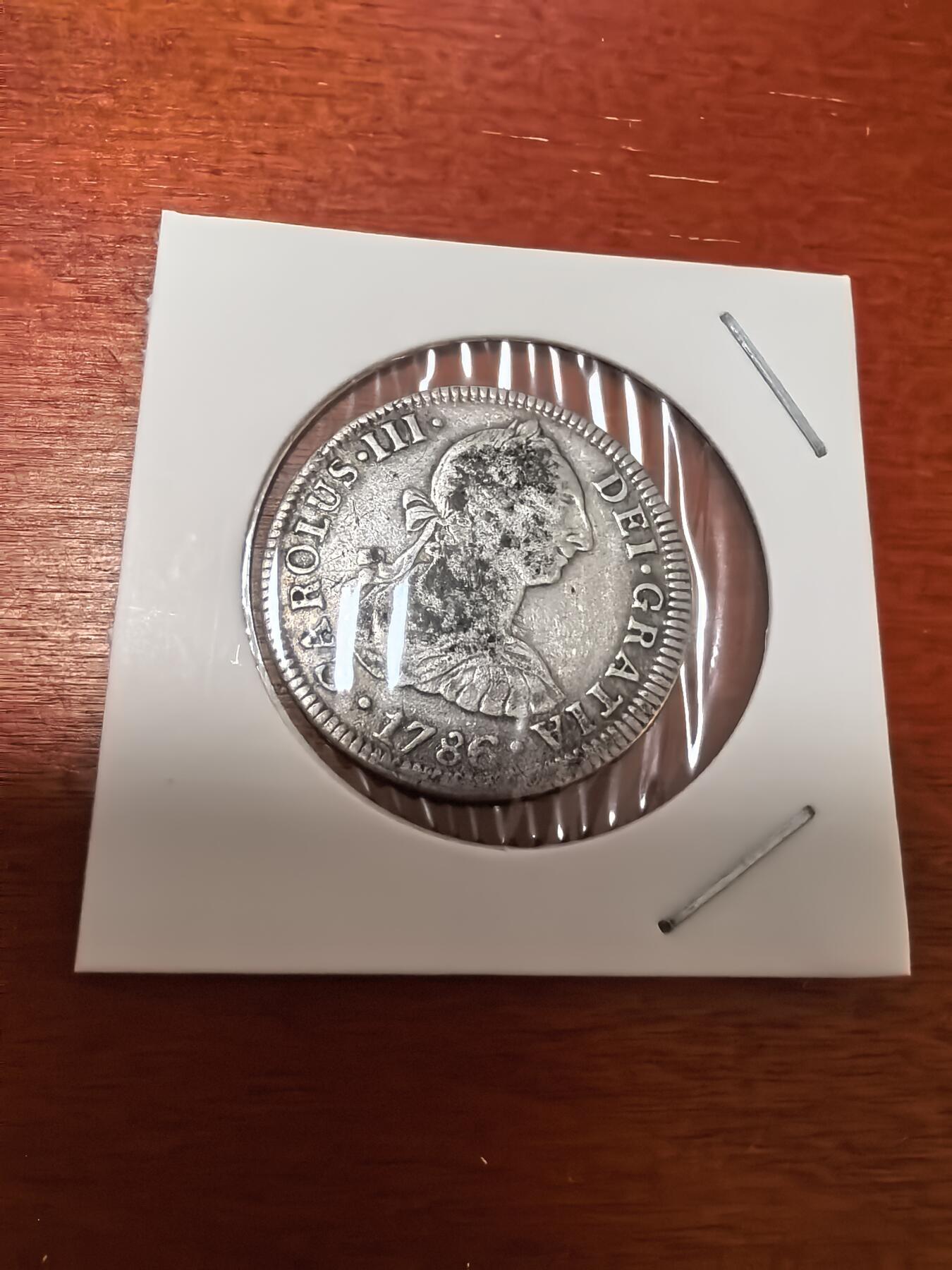 长老汇蛇年精选第三十场拍卖 1786西属墨西哥卡洛斯三世双柱2里亚尔银币，细节好