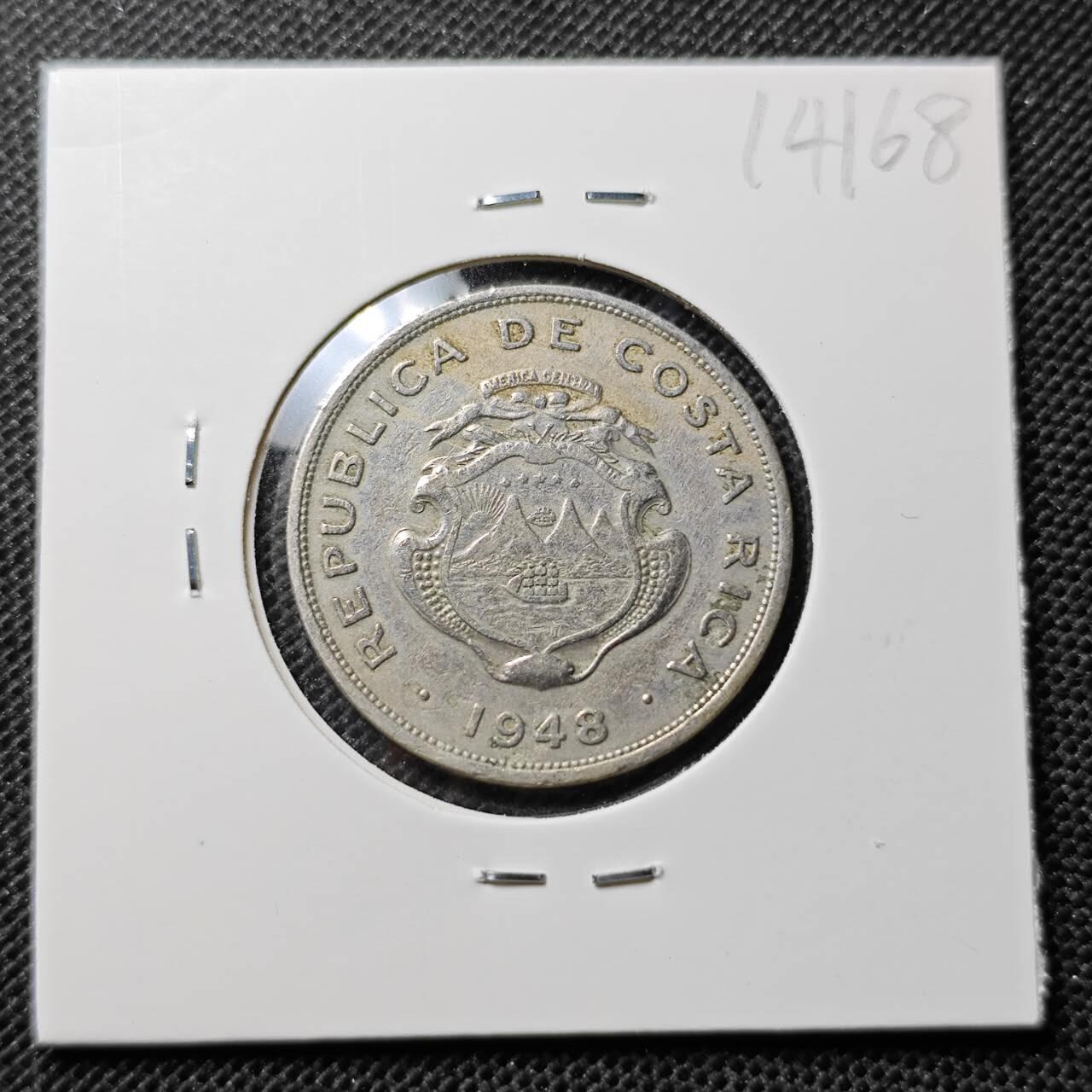 KK钱币收藏小铺 第314期 2月预留时间 周末发货 1948哥斯达黎加50分
