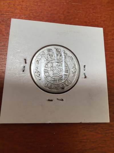 长老汇蛇年精选第三十场拍卖 - 1955葡属安哥拉10埃斯库多斯银币，有锈斑