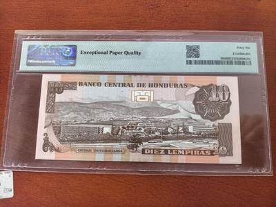 长老汇蛇年精选第三十场拍卖 2019洪都拉斯10伦皮拉斯纸钞，PMG 66，亚军，更高8枚