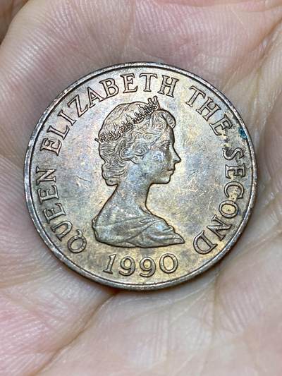 2025年第七十三场(总第九十九场）外国好品散币(免佣金) 英属泽西岛🇯🇪1990年2便士(伊丽莎白二世中年花冠，第三版)