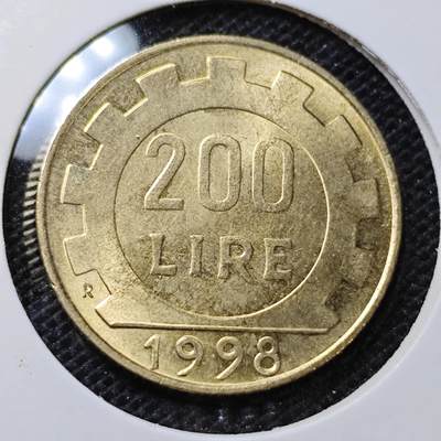 KK钱币收藏小铺 第315期 2月预留时间 周末发货 - 1998意大利200里拉 好品铜币