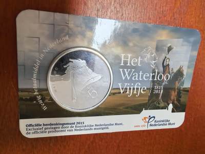 长老汇马年精选第七场拍卖 - 2015荷兰滑铁卢战役5欧元铜镀银币，卡装