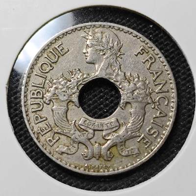 KK钱币收藏小铺 第314期 2月预留时间 周末发货 - 1937法属印度支那5分 镍币
