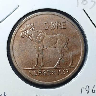 KK钱币收藏小铺 第316期 2月预留时间 周末发货 - 1969挪威5欧尔 