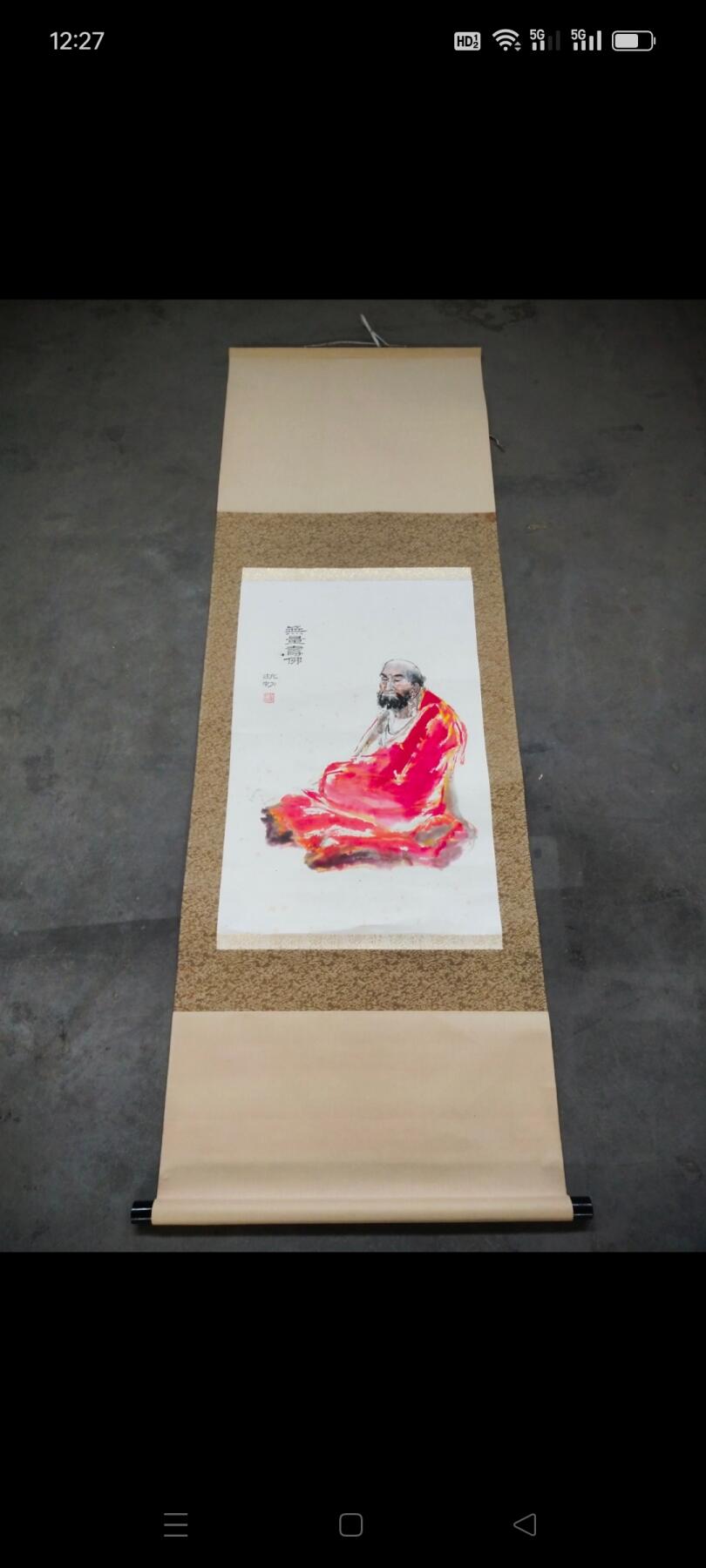 近代著名画家黄抗初手绘无量寿佛画，画工精美，风味别具一格，品相完美，保真迹手绘，收藏悬挂欣赏之佳品