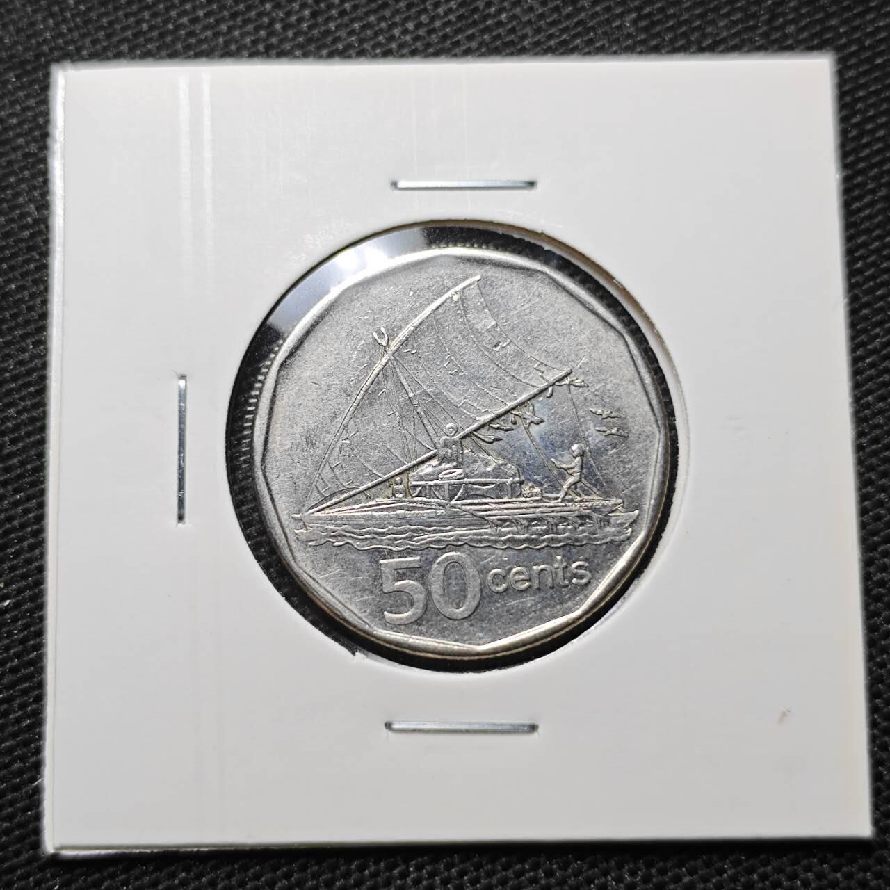 KK钱币收藏小铺 第315期 2月预留时间 周末发货 2009英属斐济50分 高冠