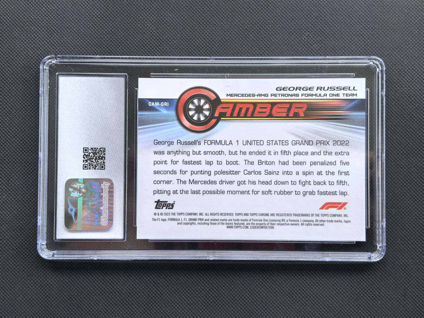 【博洋堂】卡牌拍卖专场第002期 2023 Topps Chrome F1 赛车卡 拉塞尔 梅赛德斯奔驰车队 Camber特卡 43/50编 金折 低编 CGC评级8分