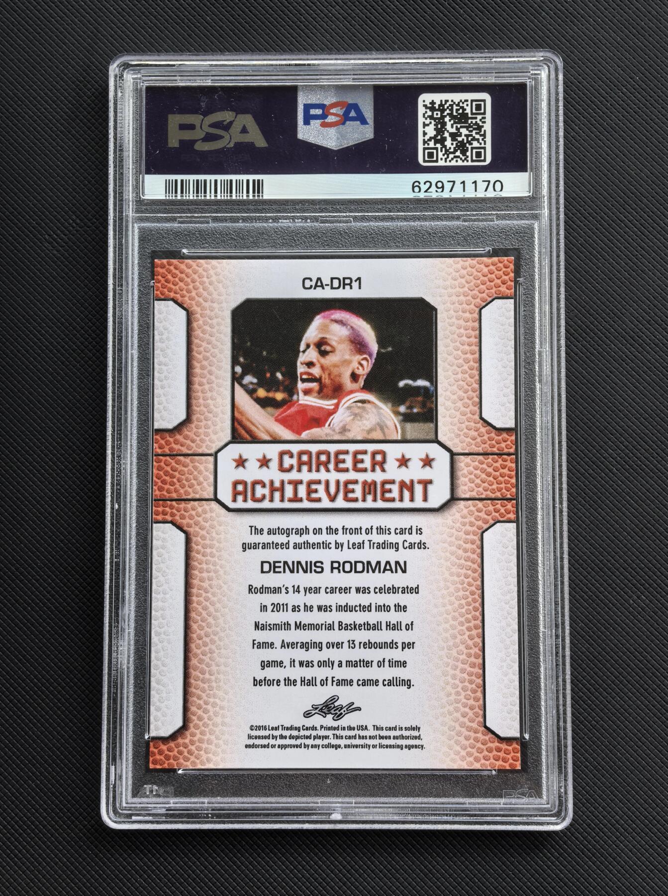 【博洋堂】卡牌拍卖专场第002期 2016 Leaf Career Achievement 职业生涯成就系列 丹尼斯 罗德曼 2011年入选篮球名人堂 公牛名宿 签字 PSA评级9分