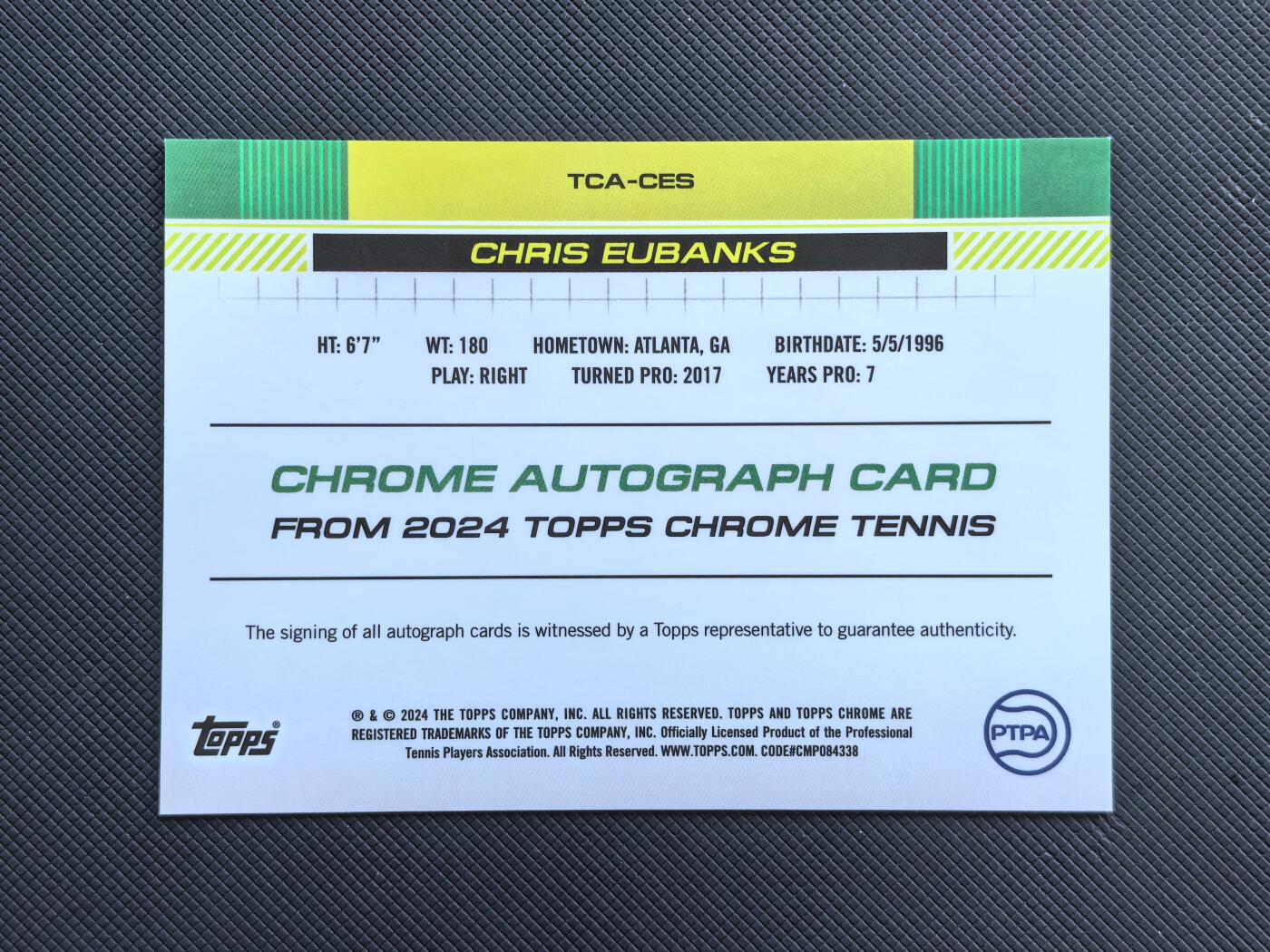 【博洋堂】卡牌拍卖专场第002期 2024 Topps Chrome 网球 克里斯 尤班克斯 签字 03/25编 橙折 低编稀有