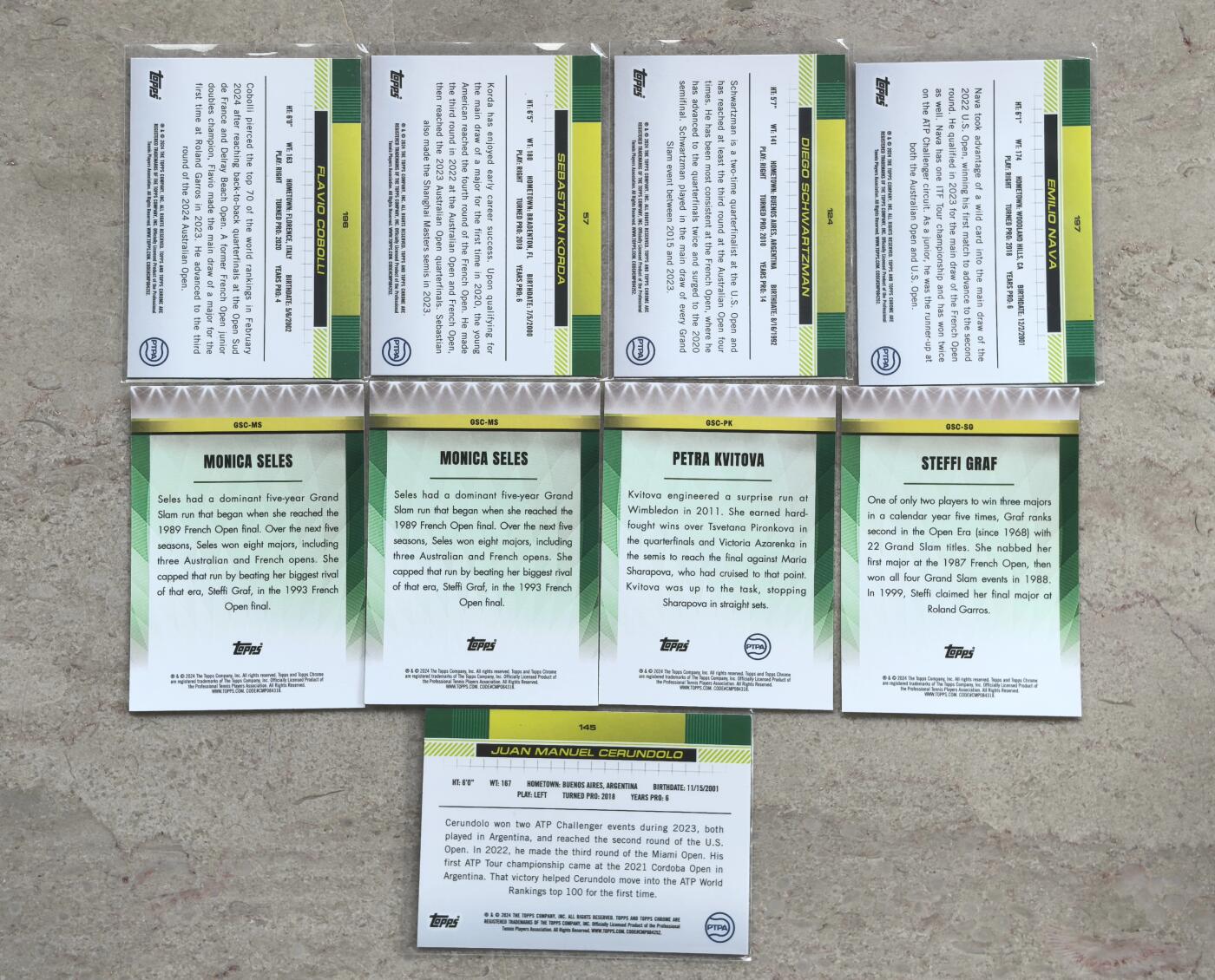 【博洋堂】卡牌拍卖专场第002期 2024 Topps Chrome 网球 蓝碎冰折 Champion系列特卡 022/150编 9张一组 含格拉夫、塞莱斯等好人