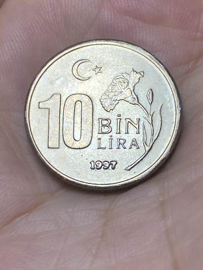 2025年第七十四场(总第一百场）外国好品散币(免佣金) - 土耳其🇹🇷1997年10000里拉(第八套第一版，厚版关门年)