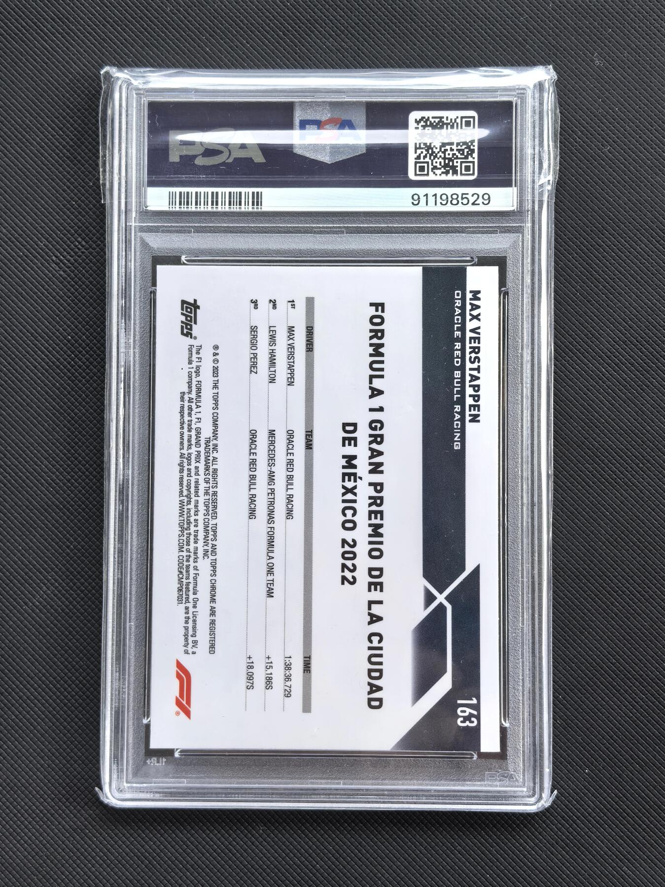 【博洋堂】卡牌拍卖专场第002期 2023 Topps Chrome F1 赛车卡 维斯塔潘 红牛车队 2022年墨西哥大奖赛夺冠 08/25编 橙波纹折 全球限量仅25张 PSA评级8分 精品收藏