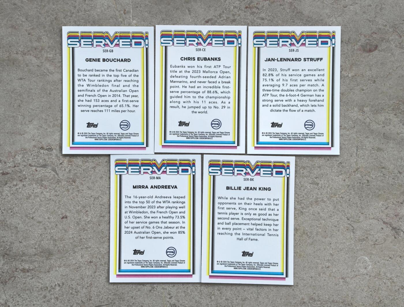 【博洋堂】卡牌拍卖专场第002期 2024 Topps Chrome 网球 Served特卡 银折 5张一组