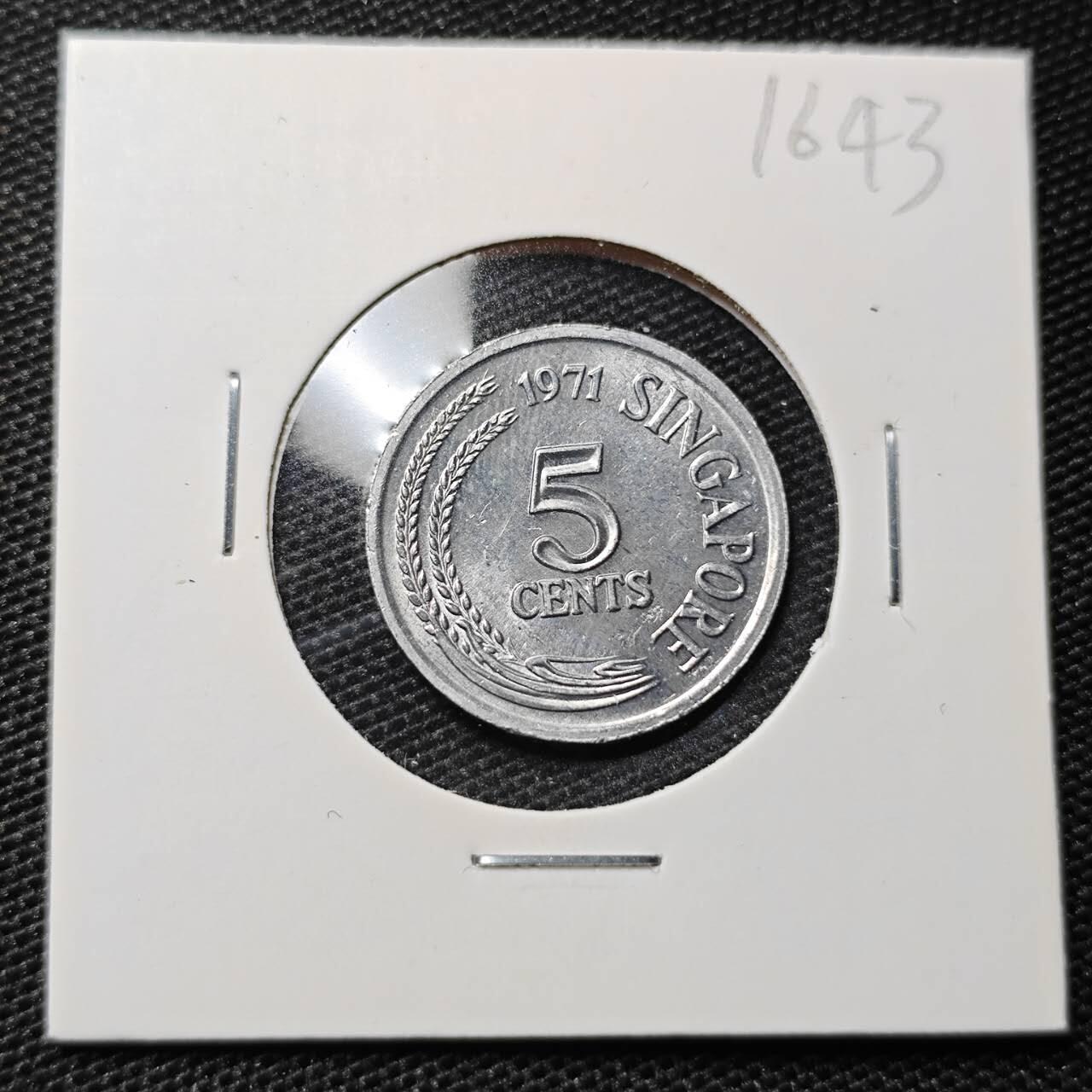 KK钱币收藏小铺 第316期 2月预留时间 周末发货 1971新加坡5分 好品 纪念币
