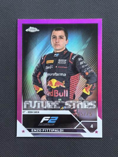 【博洋堂】卡牌拍卖专场第002期 - 2023 Topps Chrome F1 赛车卡 费迪帕尔蒂 红牛青训车手 未来之星 定妆照 45/75编 粉折