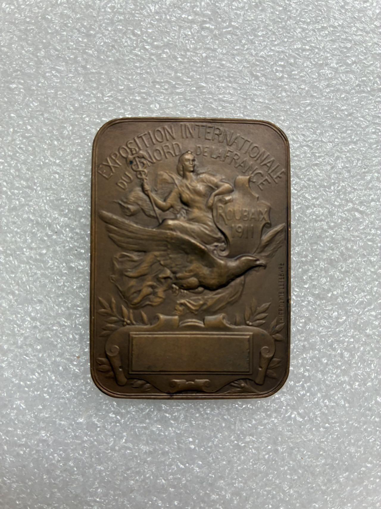 法国 1911年 纪念 铜章 45g 38*53m m