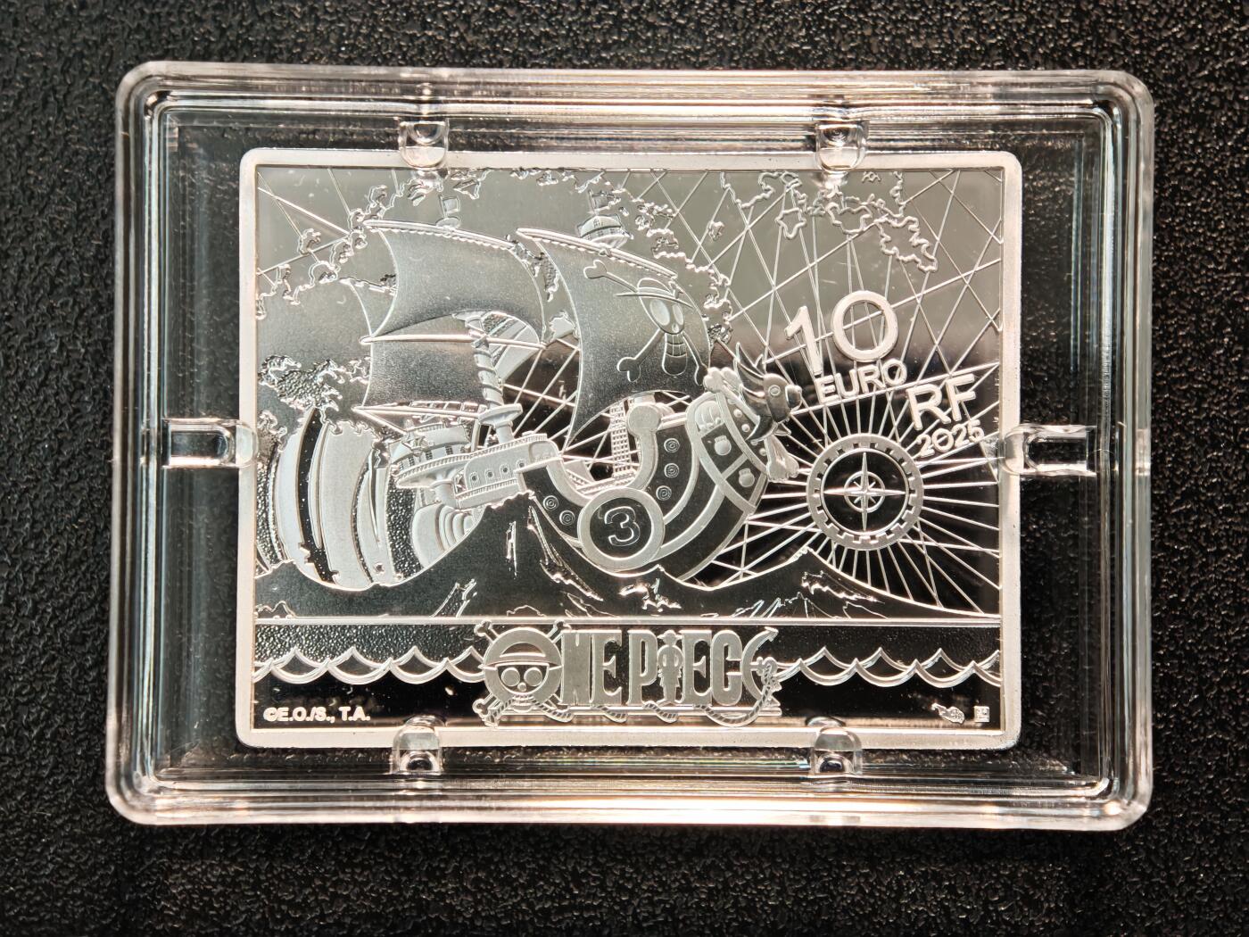 【德藏】世界币章拍卖第140期（拍品征集中~欢迎藏友联系） 2025年 法国青春系列-海贼王10欧元矩形精制纪念银币 原盒 原证书 38mm*29mm 22.2g 999银