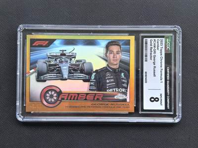 【博洋堂】卡牌拍卖专场第002期 - 2023 Topps Chrome F1 赛车卡 拉塞尔 梅赛德斯奔驰车队 Camber特卡 43/50编 金折 低编 CGC评级8分
