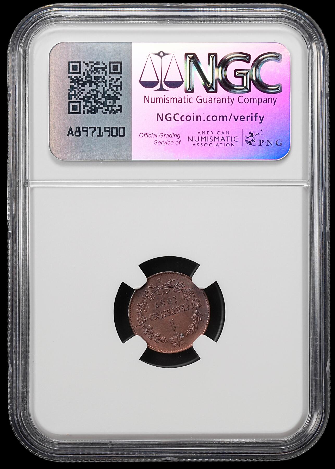 修遠堂世界钱币第七十九期 NGC MS63BN 1867年意大利1分铜币