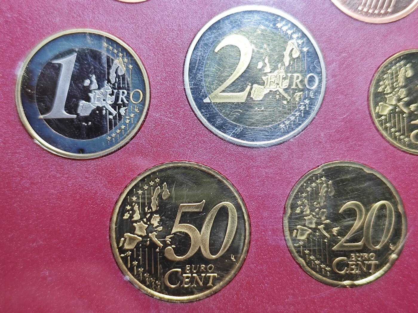 KK钱币收藏小铺 《批量/好品散币 套币 银币》专场 2月预留时间 周末发货  2002德国欧元大小面值精制套币