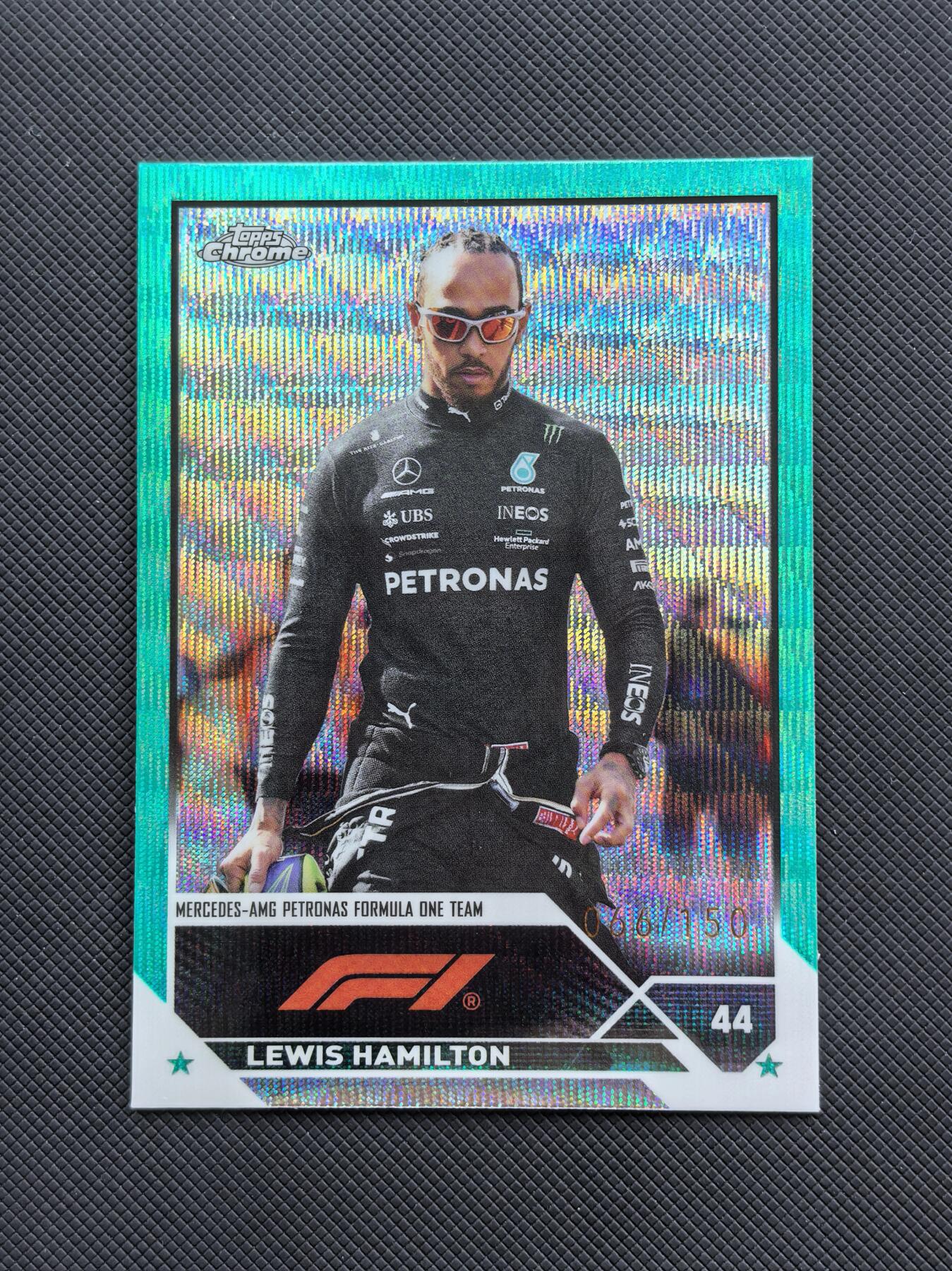 【博洋堂】卡牌拍卖专场第002期 2023 Topps Chrome F1 赛车卡 汉密尔顿 梅赛德斯奔驰车队 66/150编青折