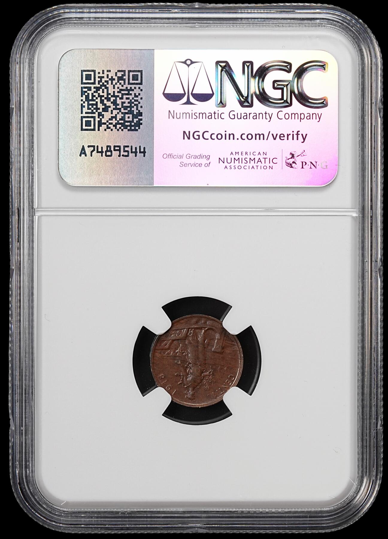 修遠堂世界钱币第七十九期 NGC AU58BN 1918年意大利1分铜币 特年 少见