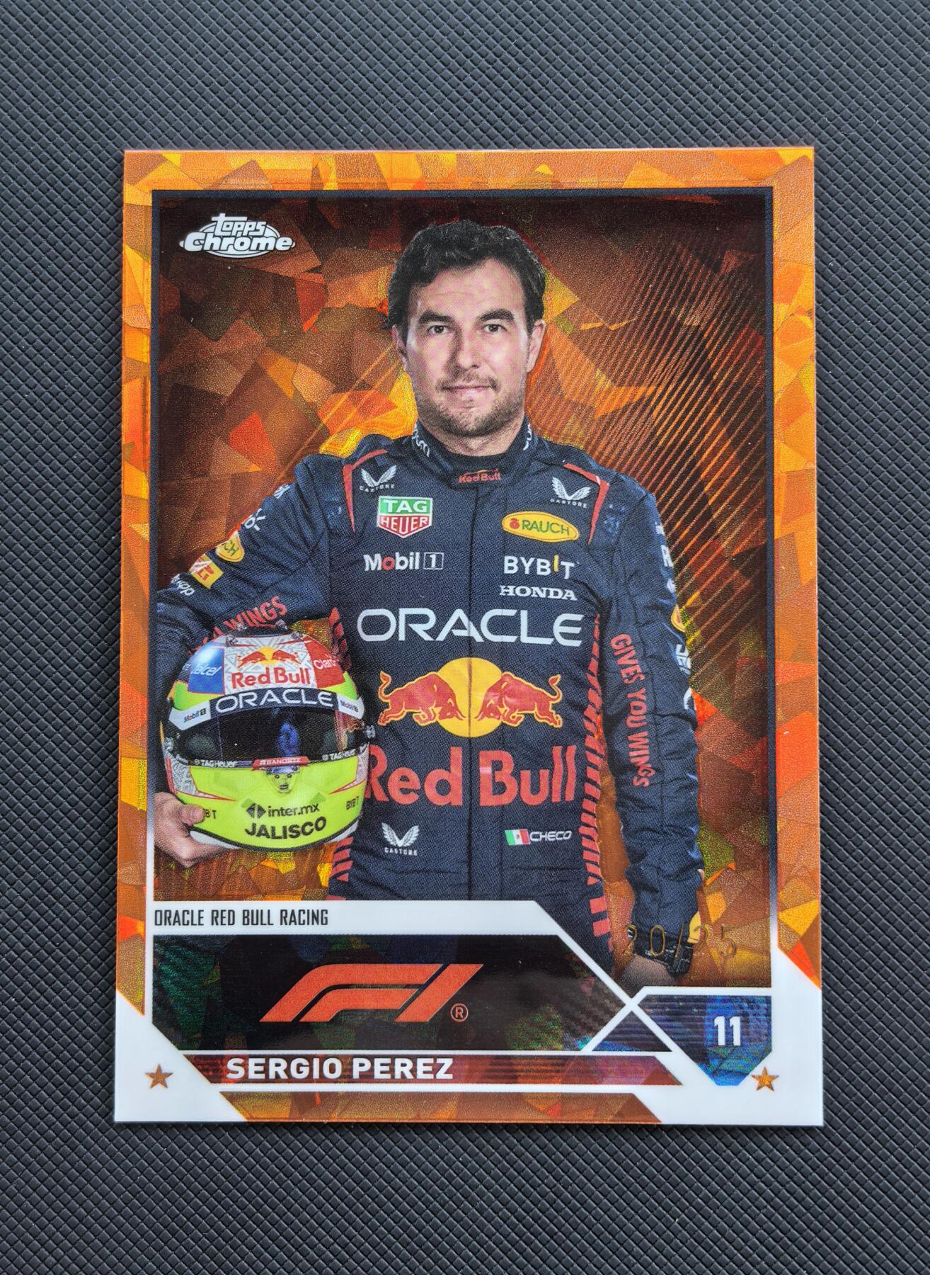 【博洋堂】卡牌拍卖专场第002期 2023 Topps Chrome F1 赛车卡 佩雷兹 红牛车队 定妆照 20/25编 橙碎冰折 全球限量仅25张