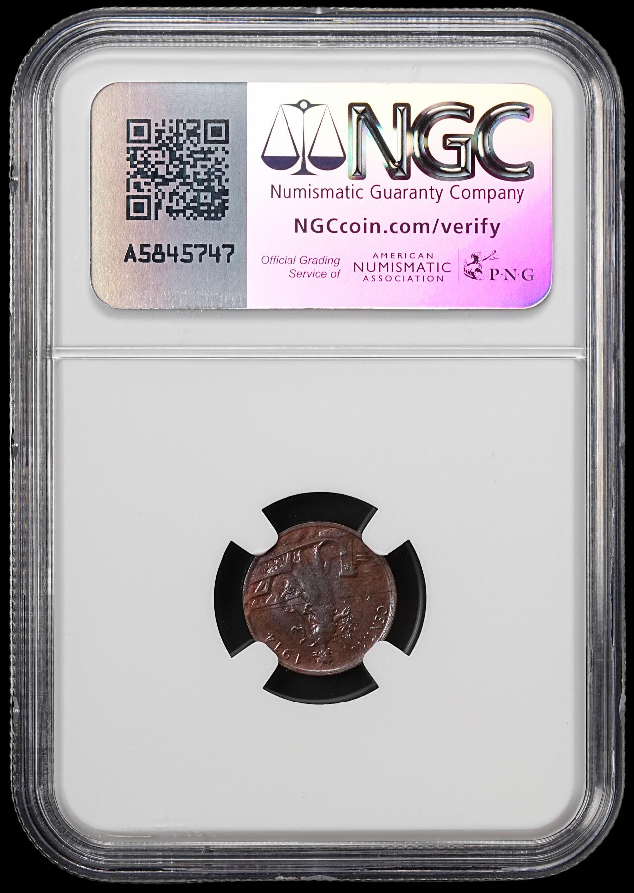 修遠堂世界钱币第七十九期 NGC MS63BN 1914年意大利1分铜币