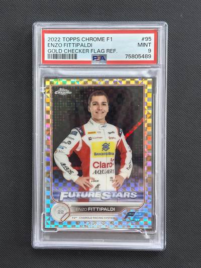 【博洋堂】卡牌拍卖专场第002期 - 2022 Topps Chrome F1 赛车卡 费迪帕尔蒂 红牛青训车手 未来之星 定妆照 20/50编 金格子折 PSA评级9分