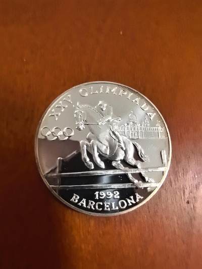 长老汇蛇年精选第三十一场拍卖 - 1990安道尔巴塞罗那奥运会马术20第纳尔精制银币，16克925银