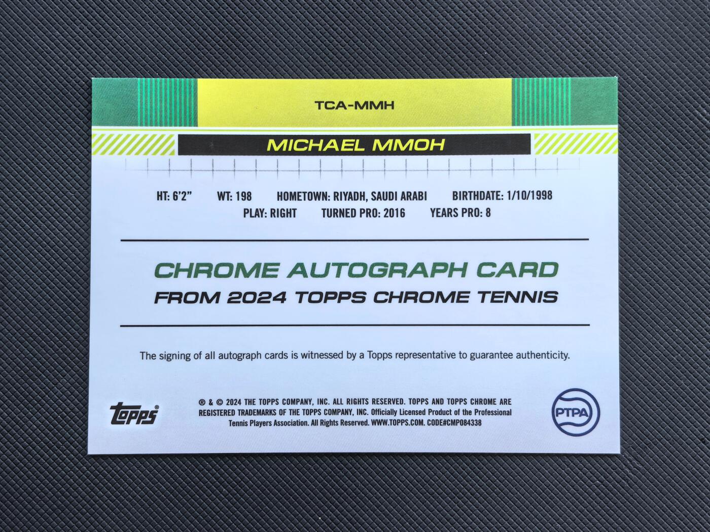 【博洋堂】卡牌拍卖专场第002期 2024 Topps Chrome 网球 迈克尔 莫 签字 墨迹清晰