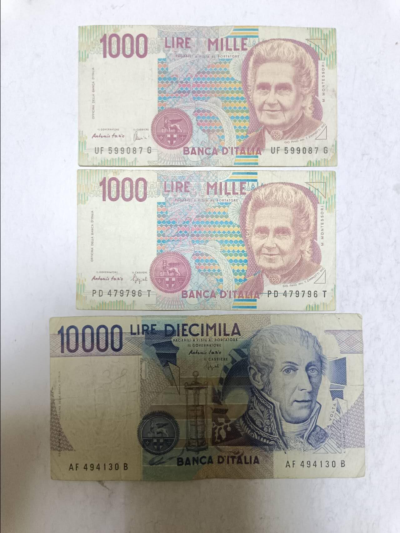 【20250805】非全新纸币第271场 意大利3张纸币，有裂缝